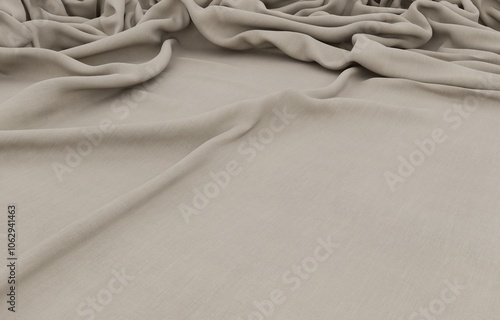 Elegant drapery of delicate beige fabric.