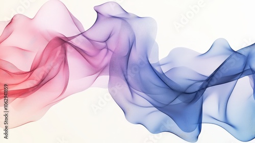 Abstract Flowing Shapes in Gradient Hues of Blue and Pink, Featuring Soft Mesh-Like Texture and Elegant Wave Patterns