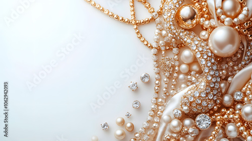 Close-up of Elegant Minimalist Jewelry Pieces on a Plain White Background 