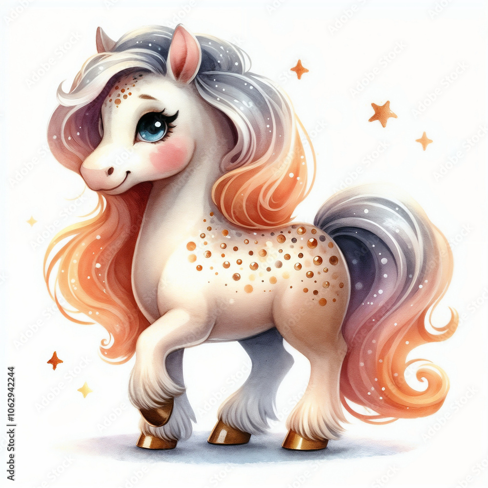 Cute cartoon horse on white background. AI Cute cartoon horse on white background. AI