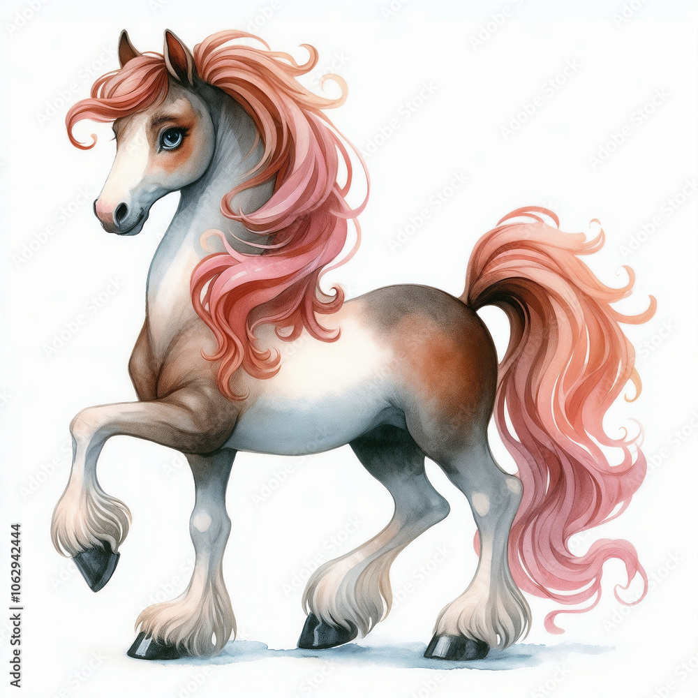 Cute cartoon horse on white background. AI Cute cartoon horse on white background. AI