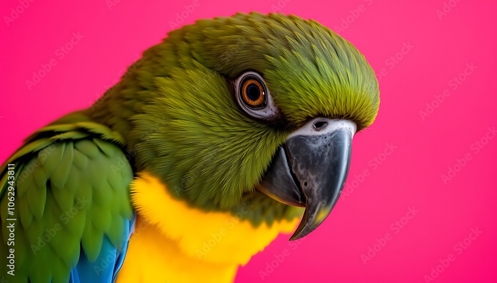 Fototapeta premium Green and Yellow Parrot Close-Up,