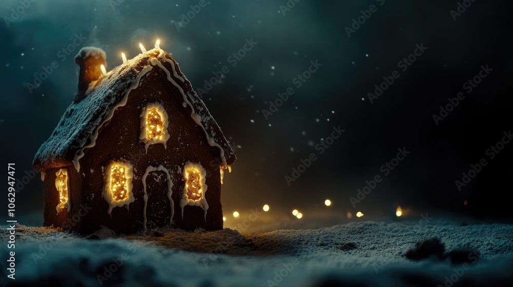 Cozy Gingerbread House with Decorative Lights Cozy Gingerbread House with Decorative Lights