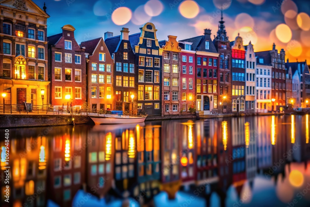 Obraz premium Architecturally stunning backdrop, illuminated by a mesmerizing tapestry of bokeh lights.