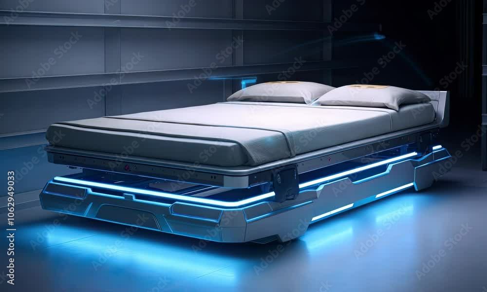 Futuristic bed design with glowing features for modern interiors Futuristic bed design with glowing features for modern interiors