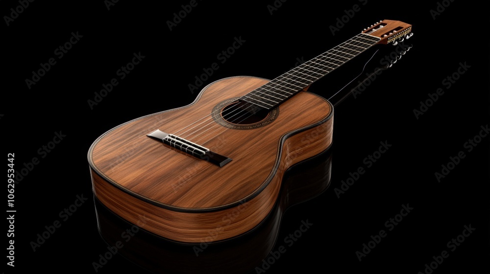Fototapeta premium Acoustic guitar on black background.