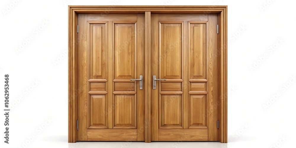 double wooden door isolated on white background double wooden door isolated on white background
