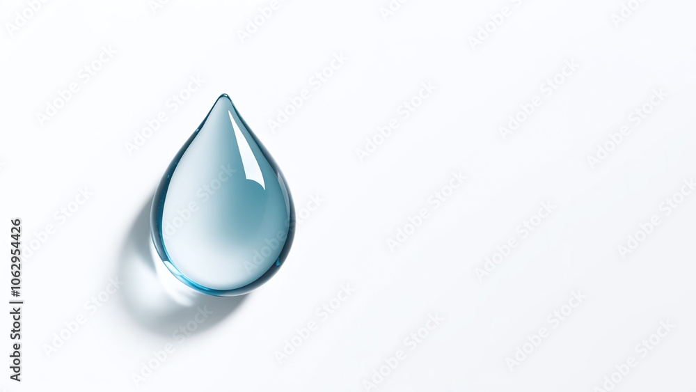 Water Liquid Drop or Droplet on Clean Light Background with Copy Space, Hydrogen, Skincare Hydration and Moisturizing Water Liquid Drop or Droplet on Clean Light Background with Copy Space, Hydrogen, Skincare Hydration and Moisturizing