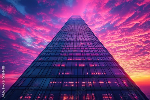 Wallpaper Mural Skyscraper under vibrant sunset sky Torontodigital.ca