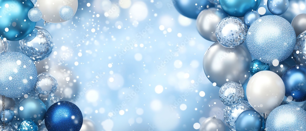 Festive blue and silver ball decorations. Festive blue and silver ball decorations.
