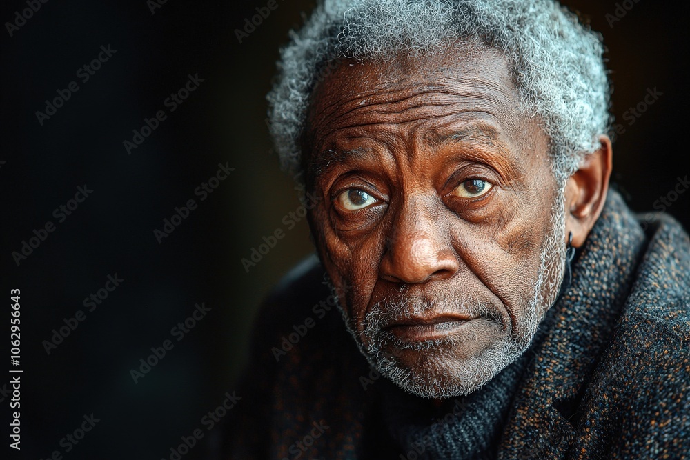 Wisdom and experience in a thoughtful gaze of an elderly man Wisdom and experience in a thoughtful gaze of an elderly man
