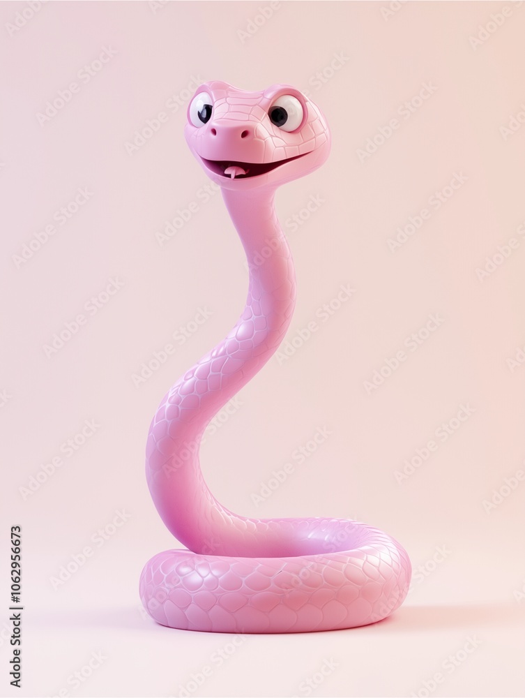 Fototapeta premium Cartoon Snake Vector Illustration, Cute Reptile Character