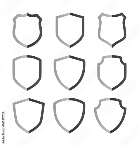 vector set of shield icon logo - thick line style (artwork 2)