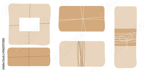 Vector illustration of a craft-wrapped gift box with white and brown bow on a plain white background.