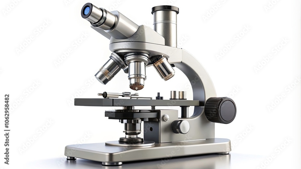High Definition Microscope Isolated on White Background for Laboratory Use, Scientific Research, and Educational Purposes - Perfect for Science Projects and Medical Studies High Definition Microscope Isolated on White Background for Laboratory Use, Scientific Research, and Educational Purposes - Perfect for Science Projects and Medical Studies