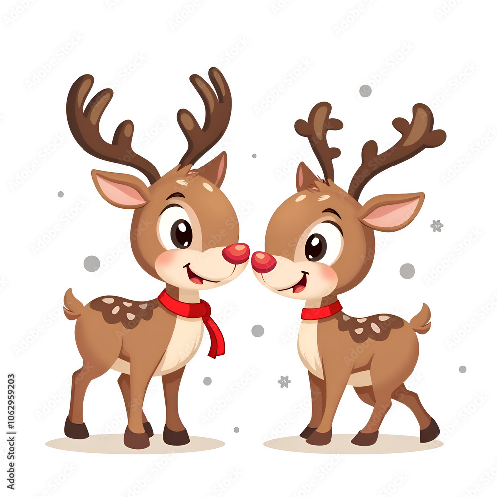 Celebrate the joy of friendship with playful reindeer in a festive winter wonderland, digital art of character design concept. Celebrate the joy of friendship with playful reindeer in a festive winter wonderland, digital art of character design concept.