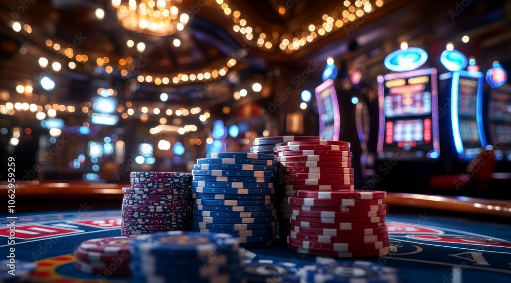 Casino environment roulette table and chips abstract background Casino environment roulette table and chips abstract background