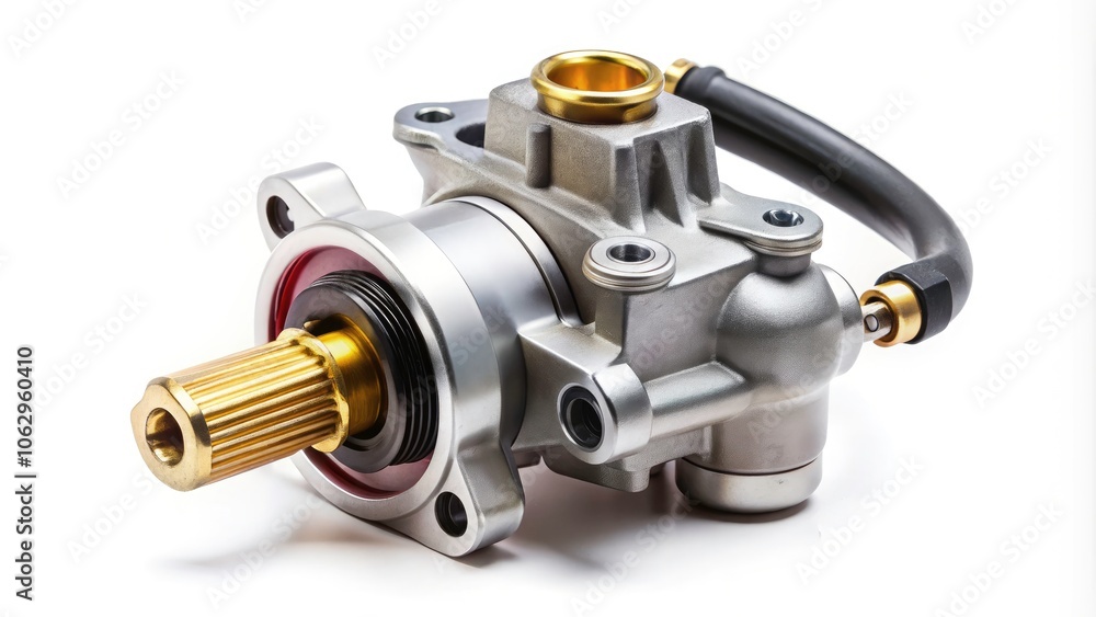 Isolated Vane Pump and Hydraulic Power Steering Pump on Clean White Background for Automotive Spare Parts Catalogs and Manuals Isolated Vane Pump and Hydraulic Power Steering Pump on Clean White Background for Automotive Spare Parts Catalogs and Manuals
