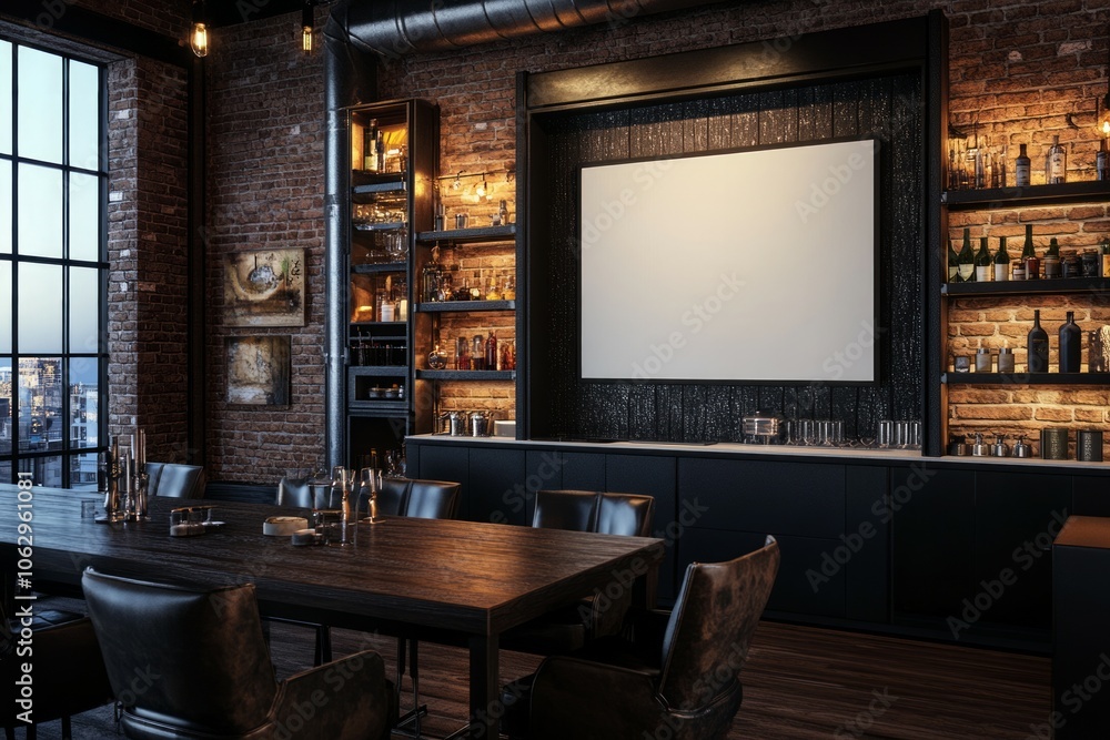 Blank white frame mockup on brown brick wall Blank white frame mockup on brown brick wall