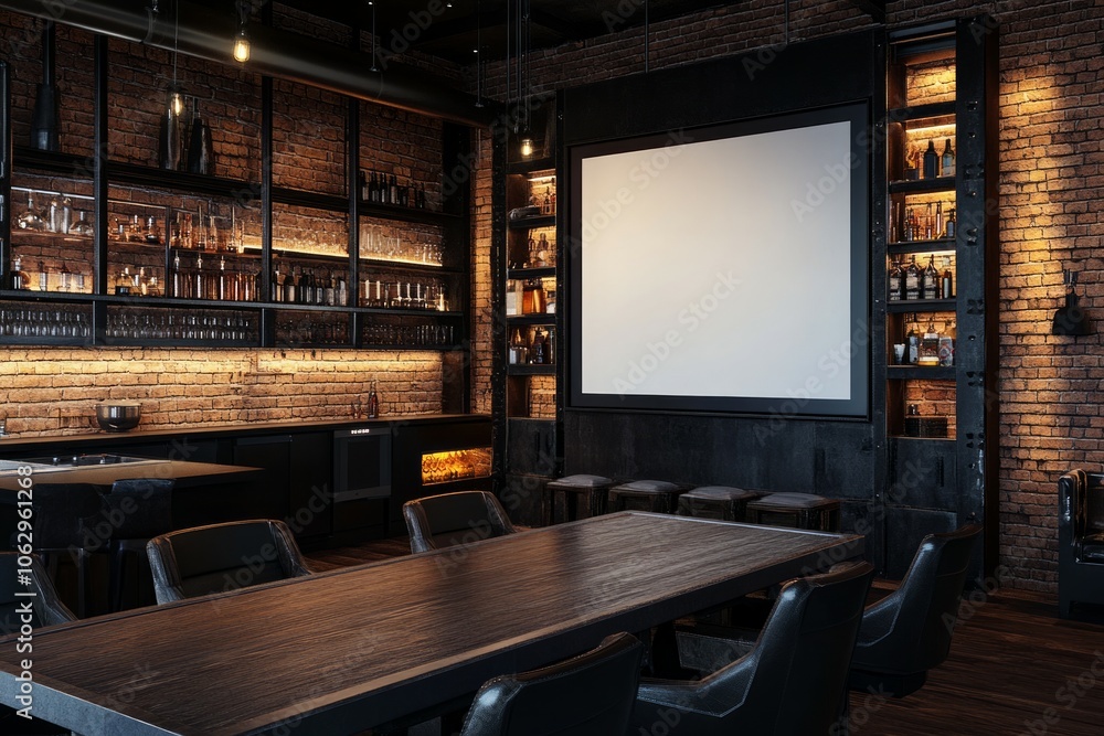 Blank white frame mockup on brown brick wall Blank white frame mockup on brown brick wall