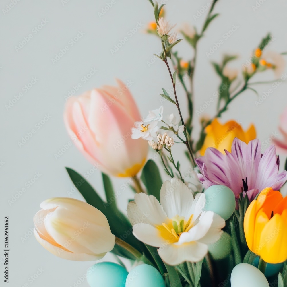Fototapeta premium Cropped Easter bouquet isolated