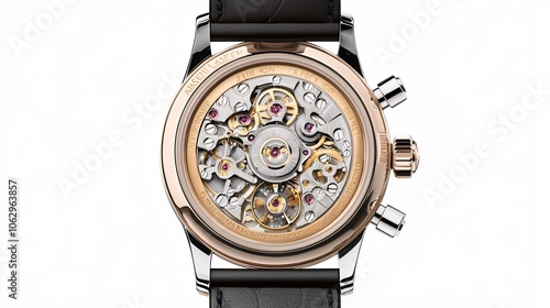 High-end luxury watch, intricate details showcasing craftsmanship, contrasting with a discount tag, illuminating the concept of value versus cost, photo