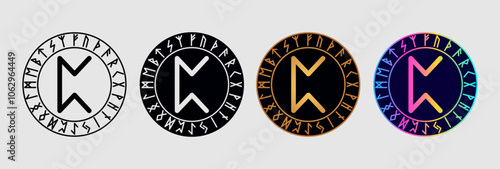 Scandinavian rune Peorth  in different design variations.