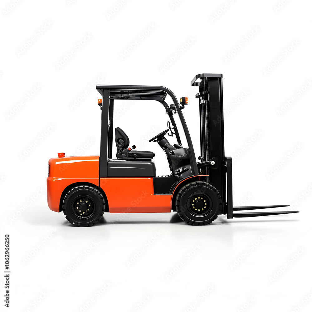 Powerful Forklift Truck for Industrial Logistics and Cargo Handling on White Background Powerful Forklift Truck for Industrial Logistics and Cargo Handling on White Background