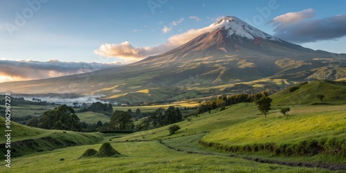 Lush Green Volcanic Landscape in Cotopaxi National Park, Ecuador: Nature's Majestic Beauty Unveiled