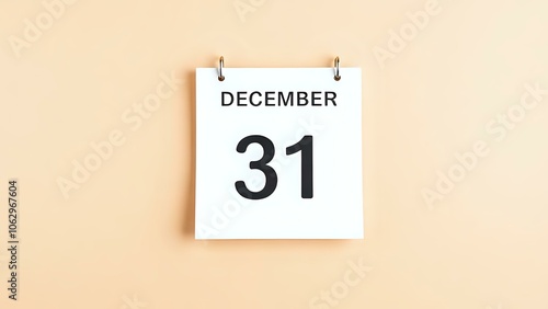 Calendar Page Showing December 31 on Beige Background