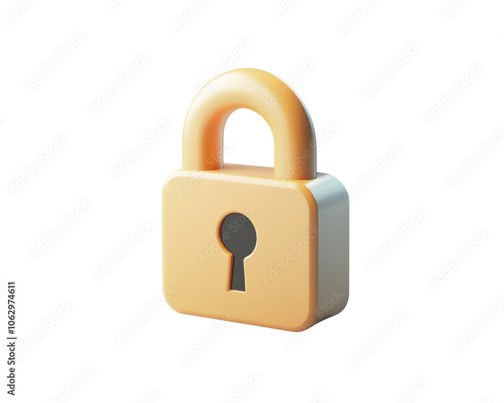 Golden lock with a keyhole in the middle. isolate transparent background Golden lock with a keyhole in the middle. isolate transparent background