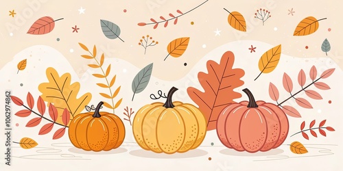 minimalist cute cartoon fall banner background