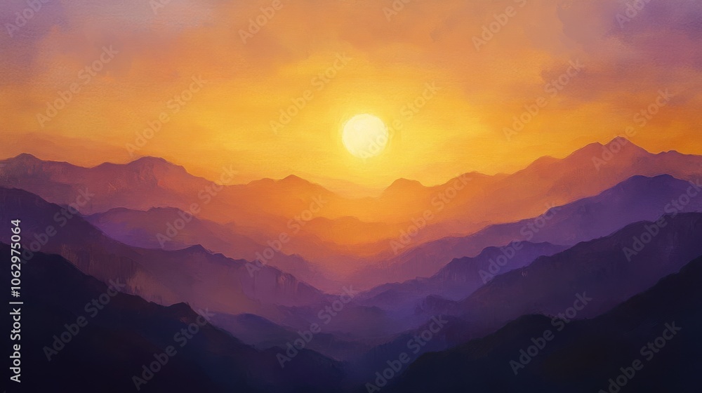 Obraz premium An enchanting sunset scene featuring a silhouette