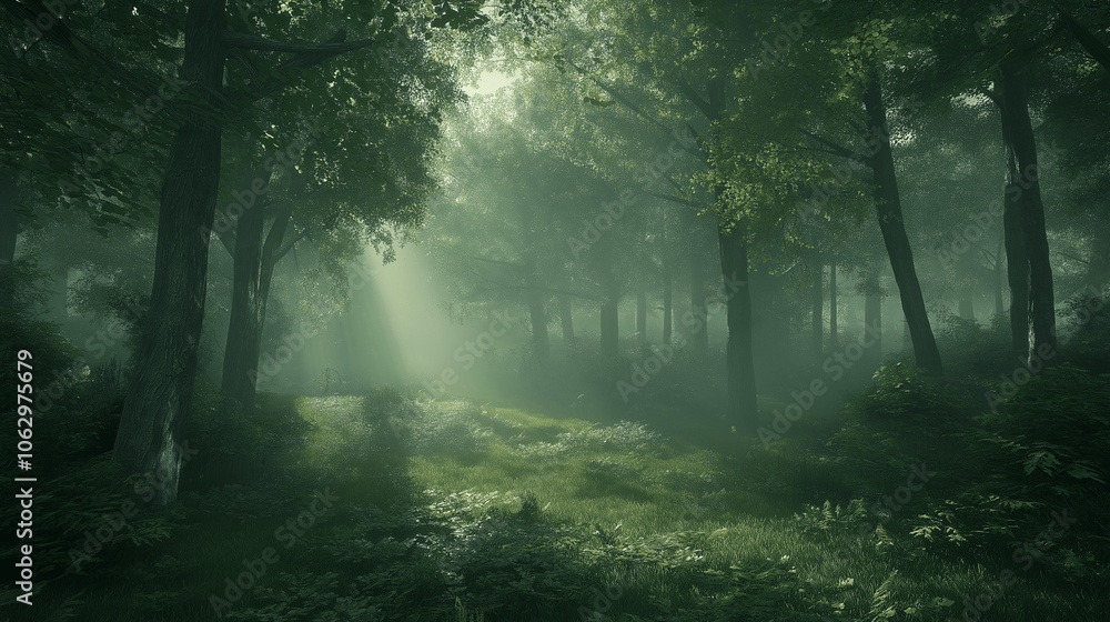 Fototapeta premium 暗い森、日差し