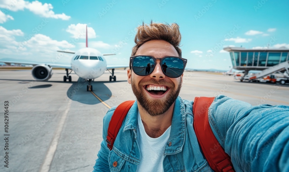 Exciting travel adventures capturing the joy of flying at the airport Exciting travel adventures capturing the joy of flying at the airport
