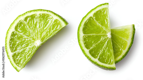 Lime slice isolated on white background. Top view. flat lay. Clipping path.