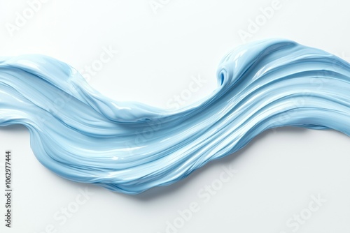 A blue wave of liquid is flowing across a white background