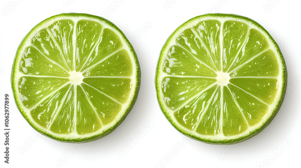 Lime slice isolated on white background. Top view. flat lay. Clipping path. Lime slice isolated on white background. Top view. flat lay. Clipping path.