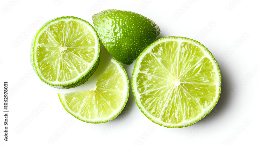 Lime slice isolated on white background. Top view. flat lay. Clipping path. Lime slice isolated on white background. Top view. flat lay. Clipping path.