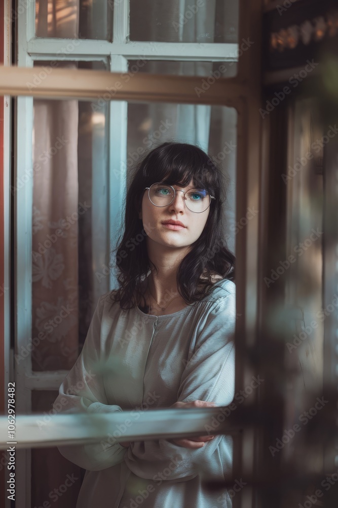 Fototapeta premium Retro event next to the window, 70's atmosphere