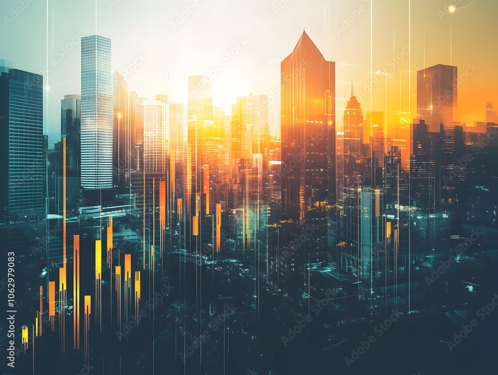 A vibrant city skyline illuminated by sunset, showcasing modern skyscrapers and a blend of colors for an urban landscape. A vibrant city skyline illuminated by sunset, showcasing modern skyscrapers and a blend of colors for an urban landscape.
