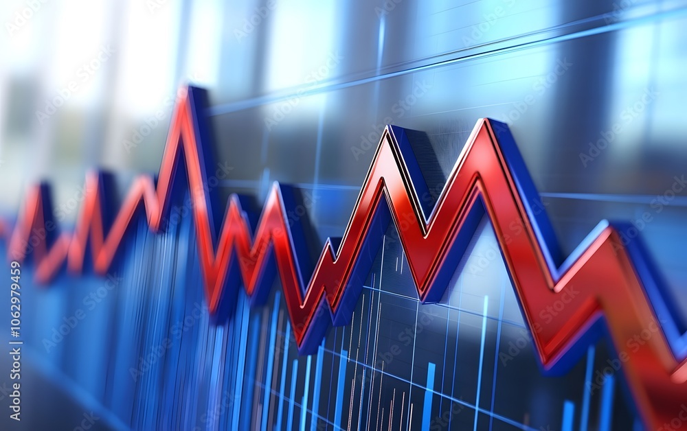 A vibrant stock chart depicting growth trends with a striking red and blue line representing financial analysis and market performance. A vibrant stock chart depicting growth trends with a striking red and blue line representing financial analysis and market performance.
