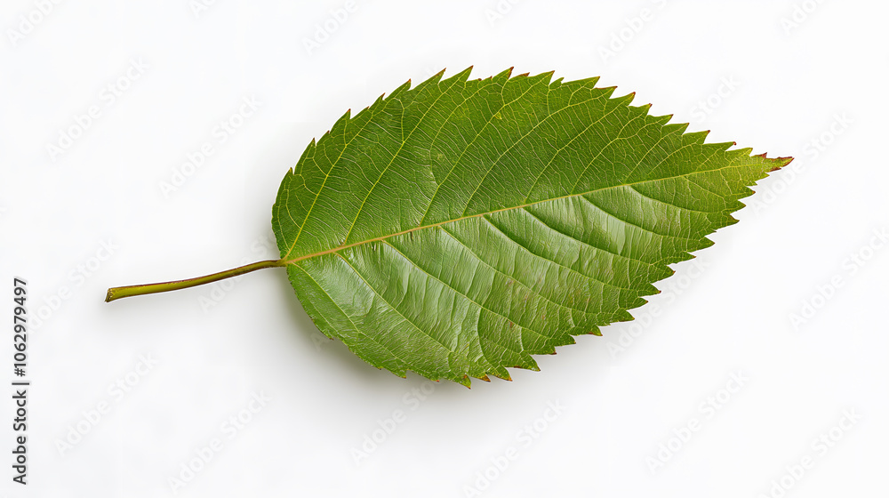 Fototapeta premium macro shot of unique green leaf with jagged edges and natural texture