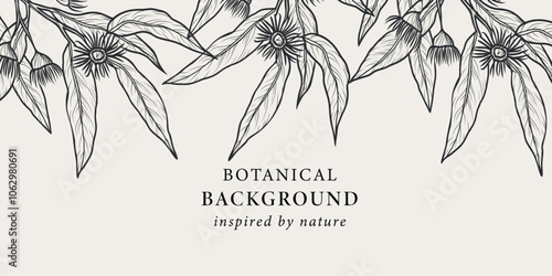 Hand drawn Australian native eucalyptus background