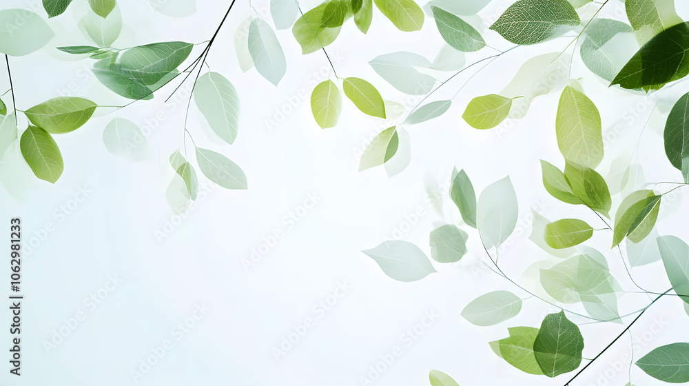 Gentle breeze effect on green leaves creating serene atmosphere Gentle breeze effect on green leaves creating serene atmosphere