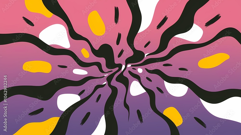 Naklejka premium A contemporary art piece with a dynamic brushstroke pattern in bold colors.