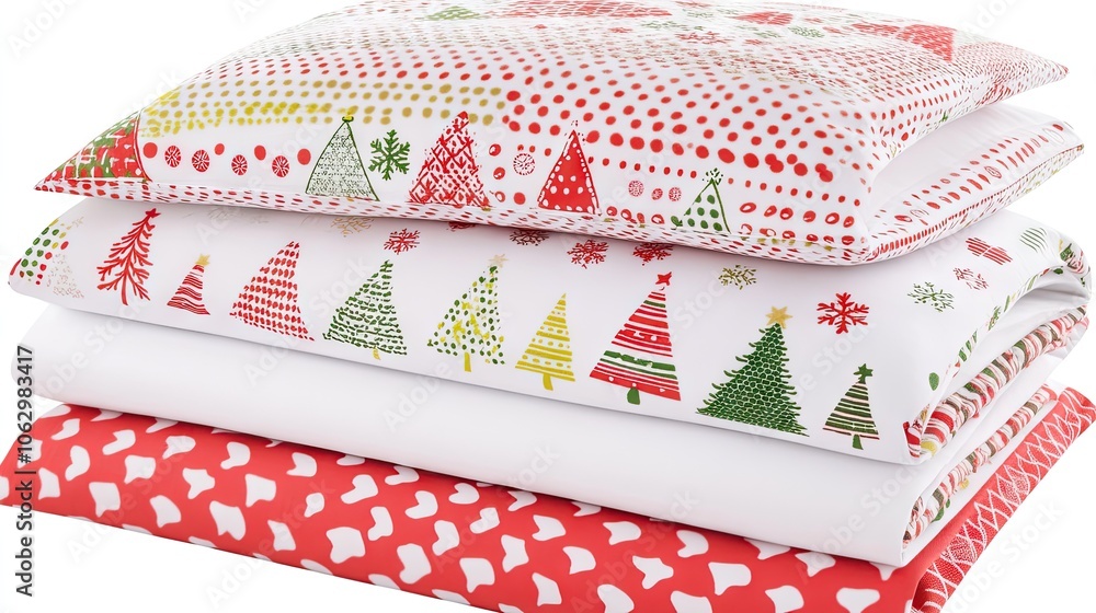 Fototapeta premium Festive Bedding with Holiday Patterns and Colors