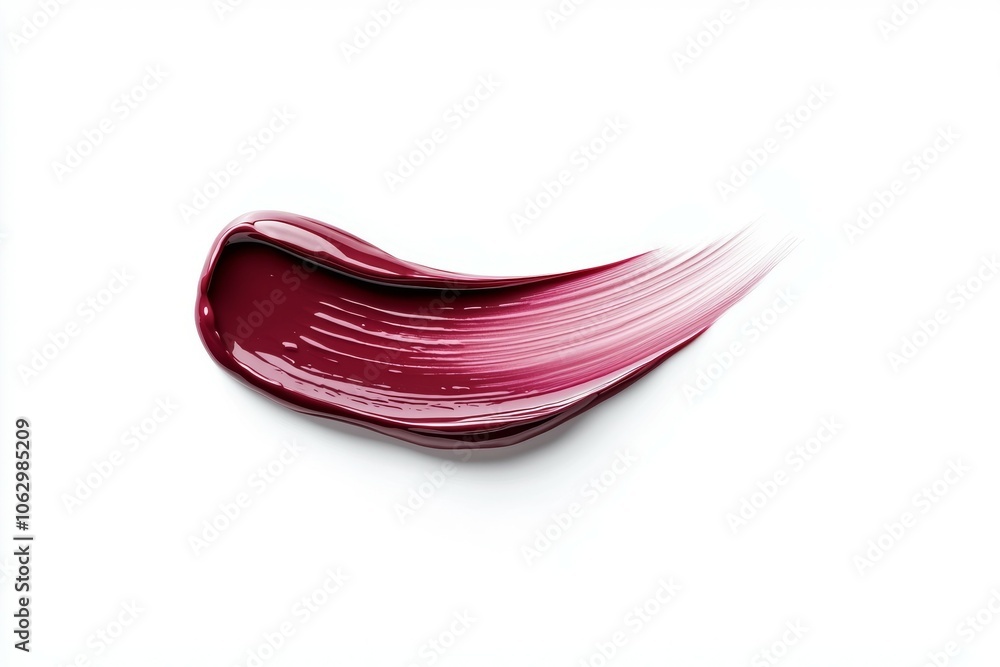 A brush stroke of red lipstick on a white background A brush stroke of red lipstick on a white background
