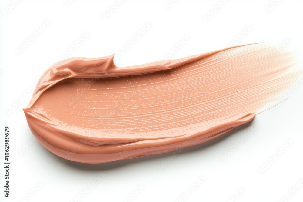 A brush stroke of a light colored makeup product A brush stroke of a light colored makeup product