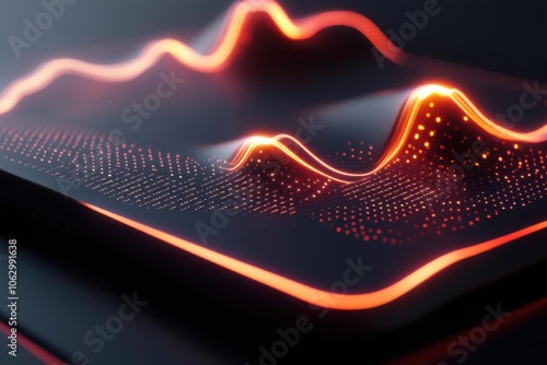 Predictive data analysis with glowing trend lines and futuristic graphs, 3D illustration